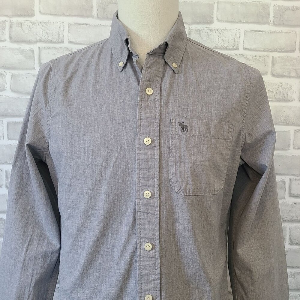 Vintage Abercrombie & Fitch Chambray Blue Button Up Mens Shirt Casual Preppy M